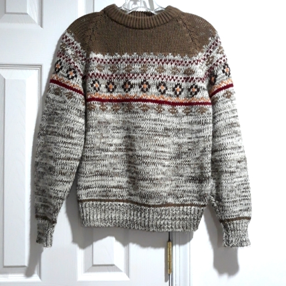 Vintage Sigallo women's Long-Sleeve brown gray sweater size XL.